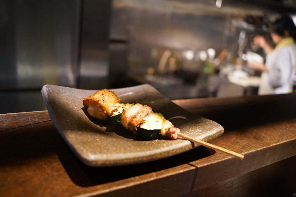 traditional grill skewer with chef in kyoto